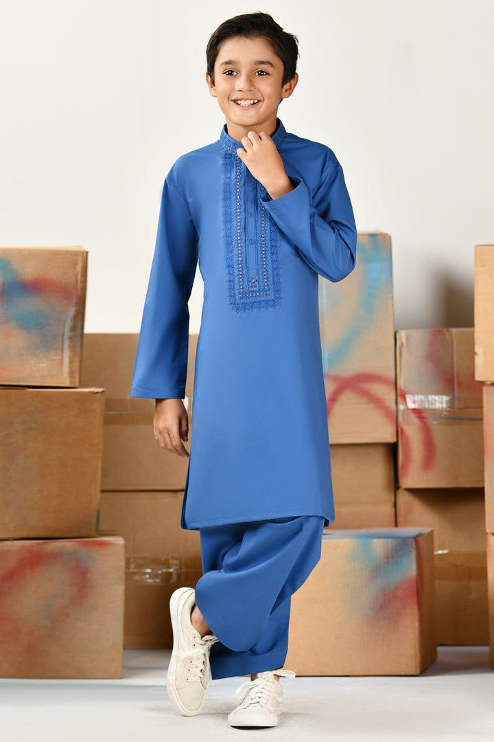 Blended Blue Shalwar Kameez - J. Junaid Jamshed