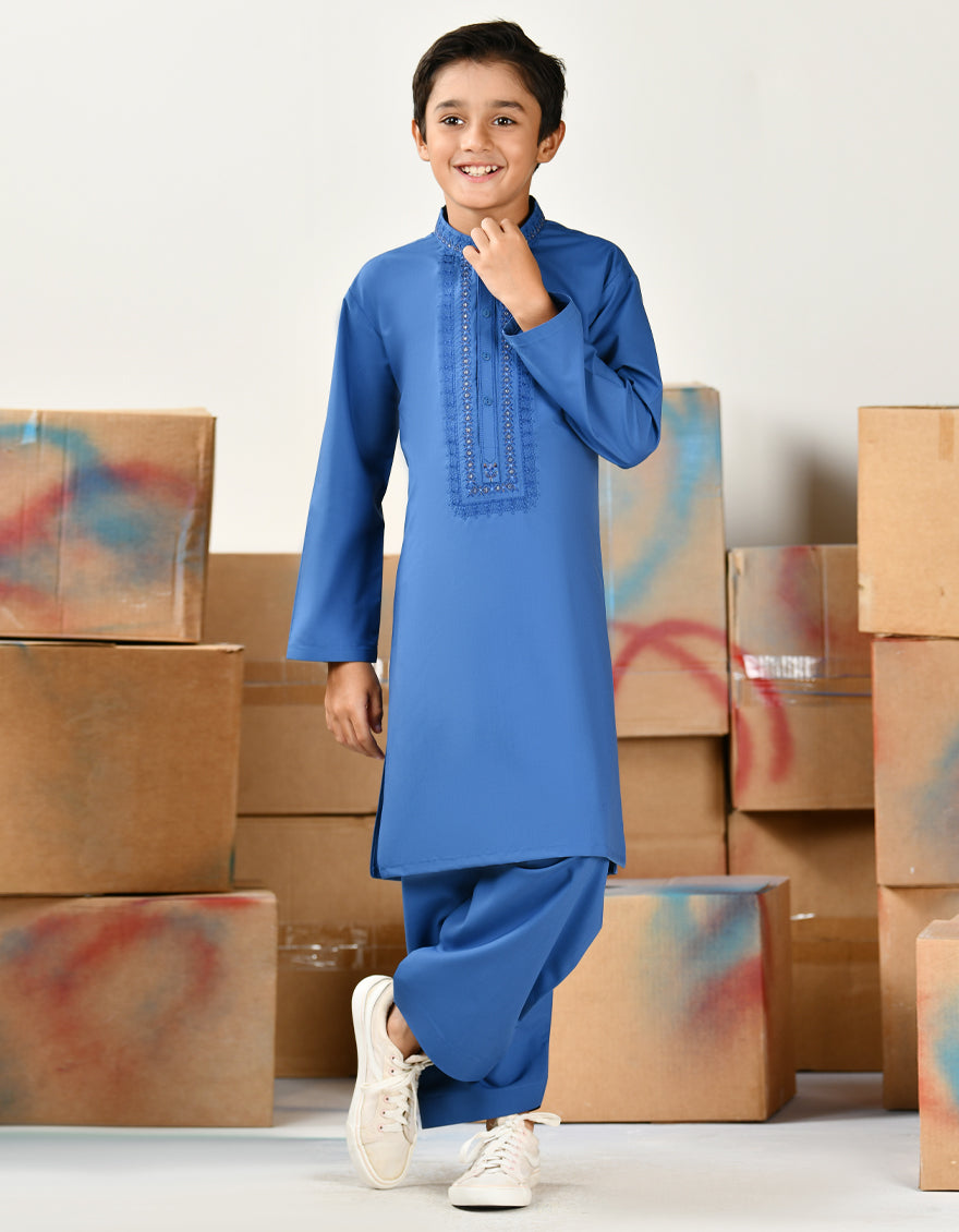 Blended Blue Shalwar Kameez - J. Junaid Jamshed