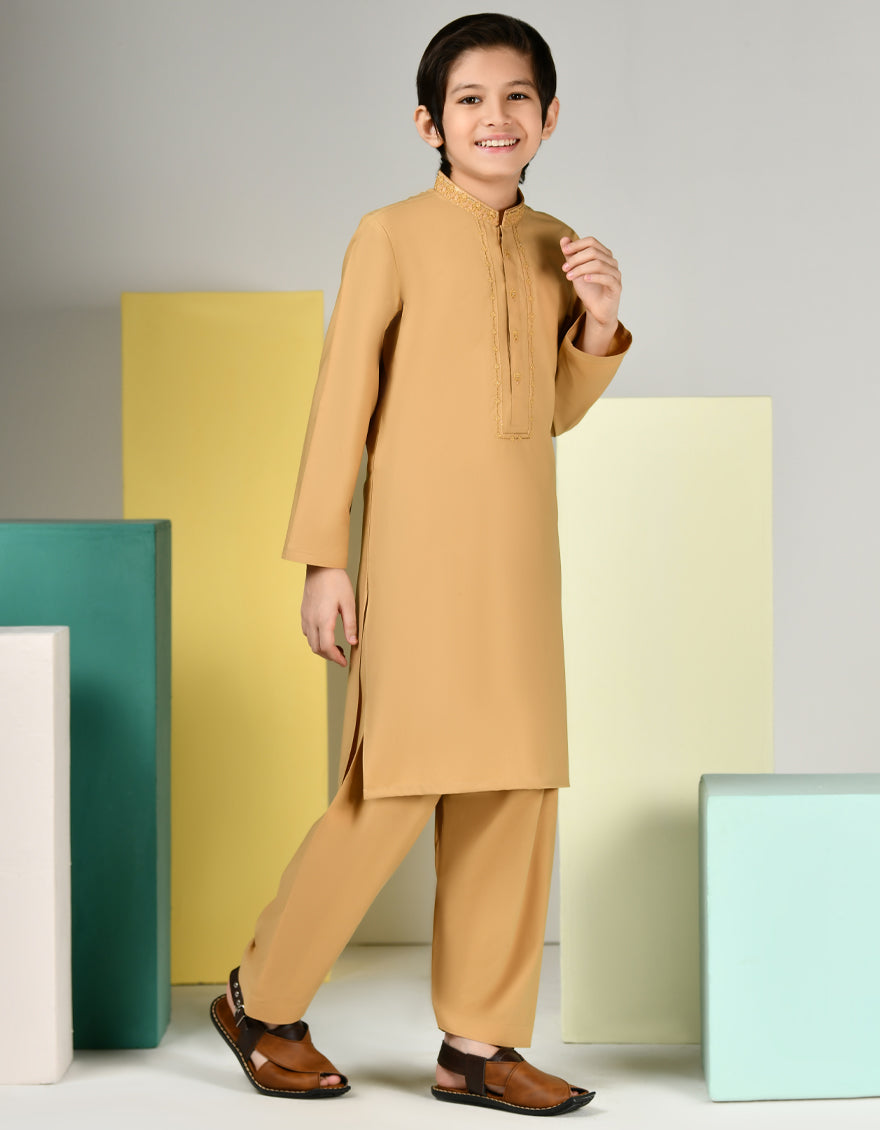 Blended Gold Shalwar Kameez - J. Junaid Jamshed