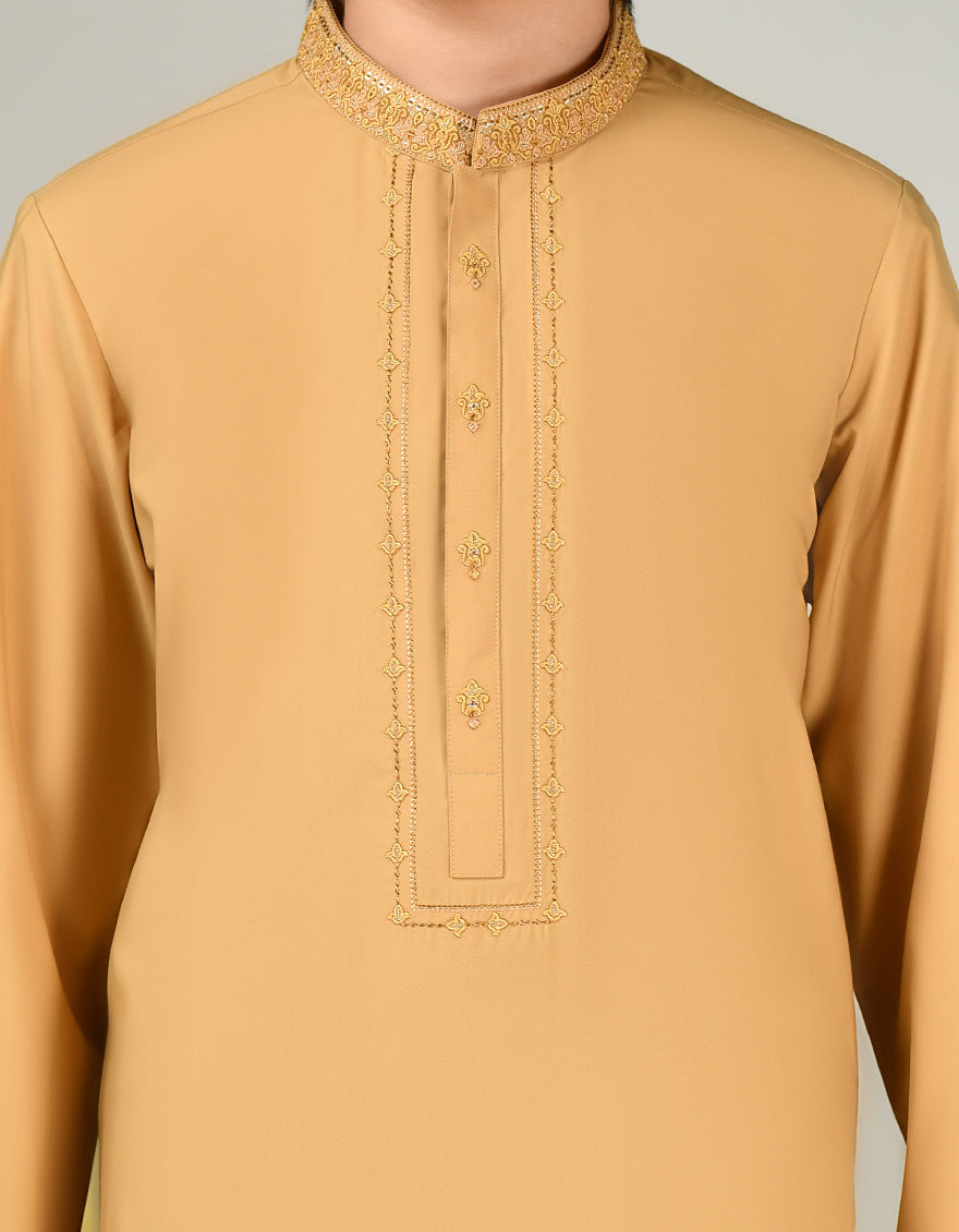 Blended Gold Shalwar Kameez - J. Junaid Jamshed