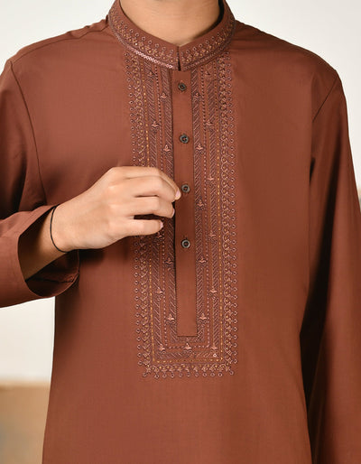 Blended Rust Shalwar Kameez - J. Junaid Jamshed