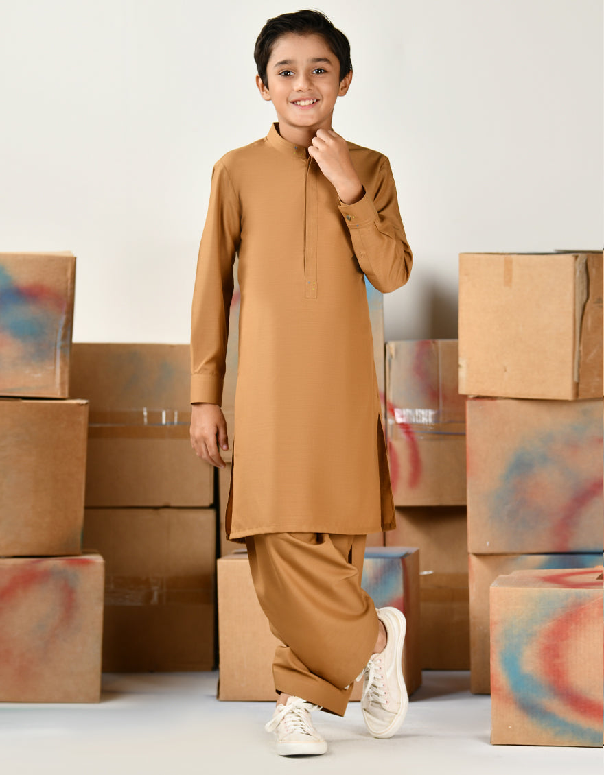 Blended Camel Brown Shalwar Kameez - J. Junaid Jamshed