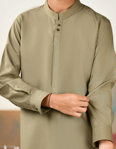 Blended Mehndi Green Shalwar Kameez - J. Junaid Jamshed