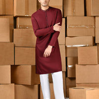 Blended Red Shalwar Kameez - J. Junaid Jamshed