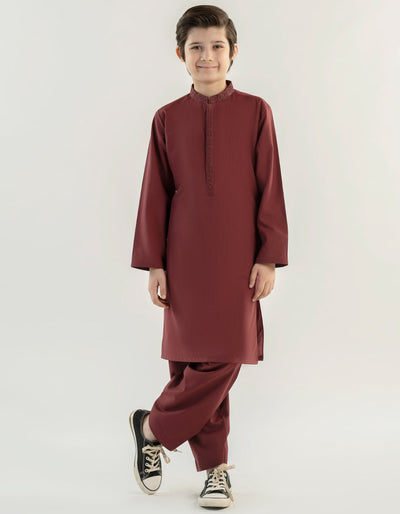 Polyester Red Shalwar Kameez - J. Junaid Jamshed