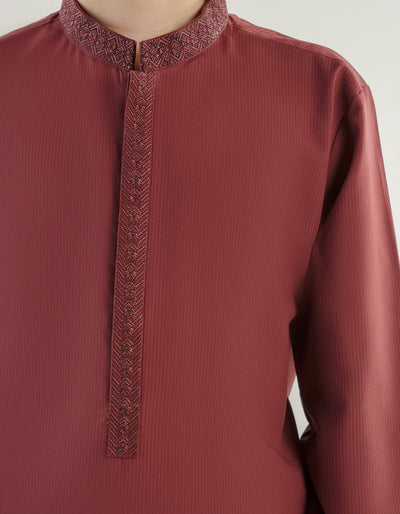 Polyester Red Shalwar Kameez - J. Junaid Jamshed