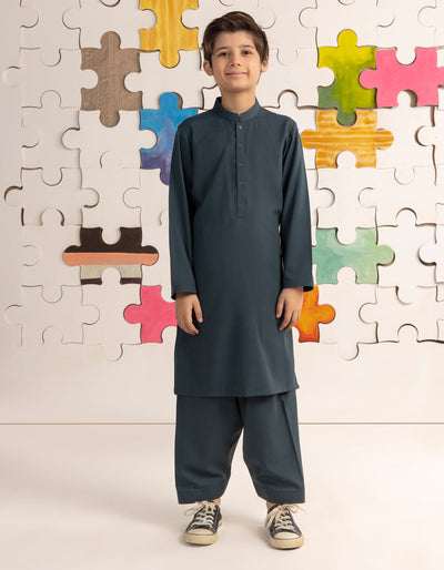 Blended Dull Green Shalwar Kameez - J. Junaid Jamshed