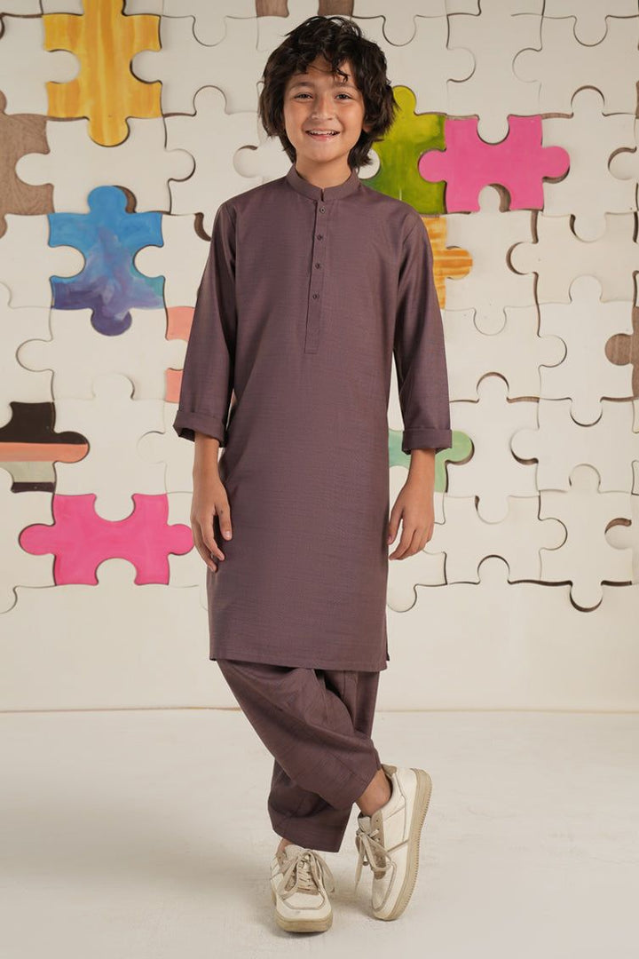 Blended Dull Brown Shalwar Kameez - J. Junaid Jamshed