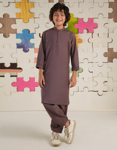 Blended Dull Brown Shalwar Kameez - J. Junaid Jamshed