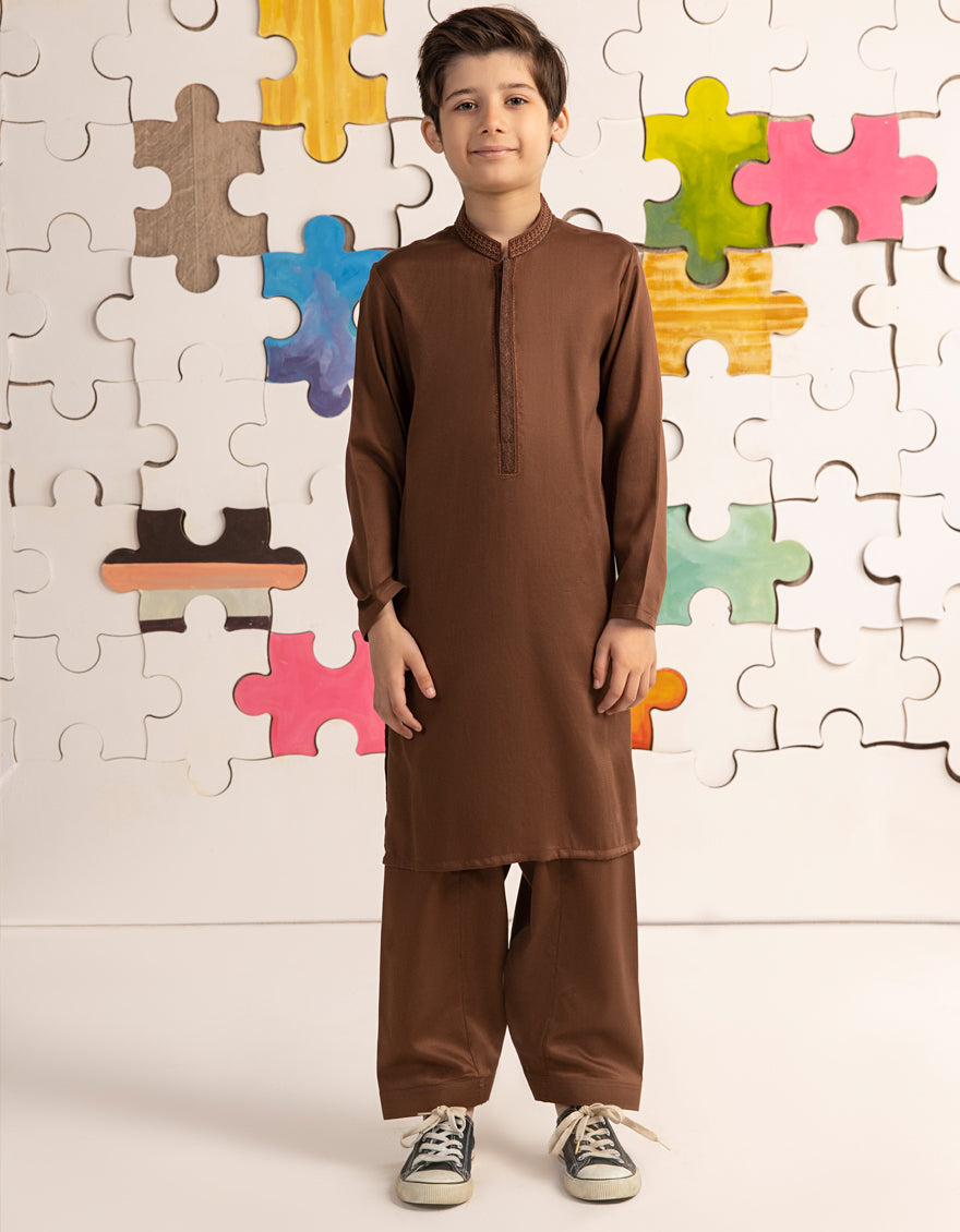 Cotton Brown Shalwar Kameez - J. Junaid Jamshed