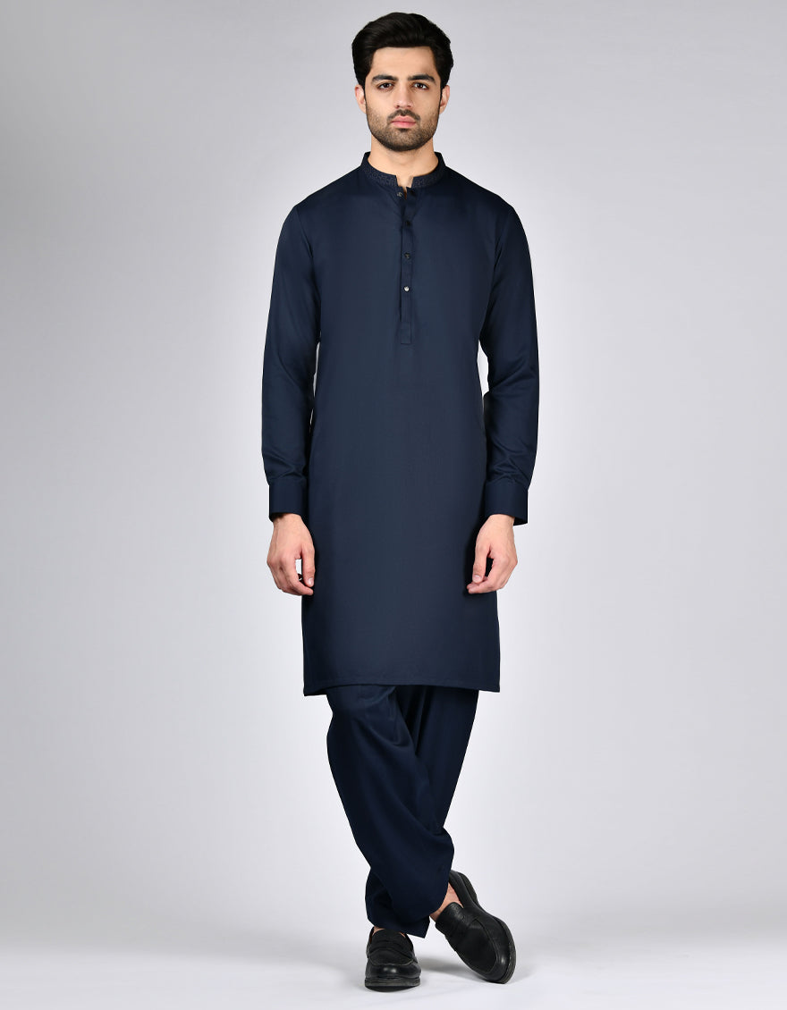 Blended Blue Shalwar Kameez - J. Junaid Jamshed