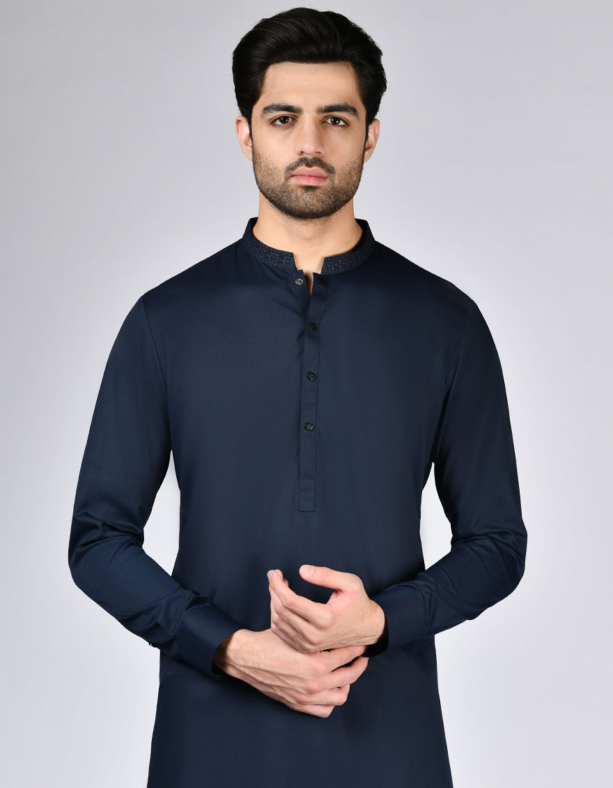 Blended Blue Shalwar Kameez - J. Junaid Jamshed