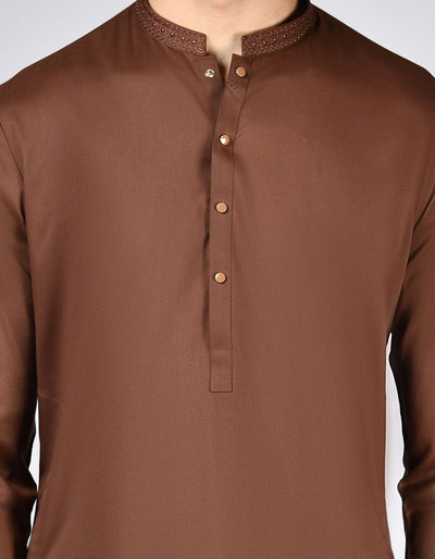 Blended Brown Shalwar Kameez - J. Junaid Jamshed