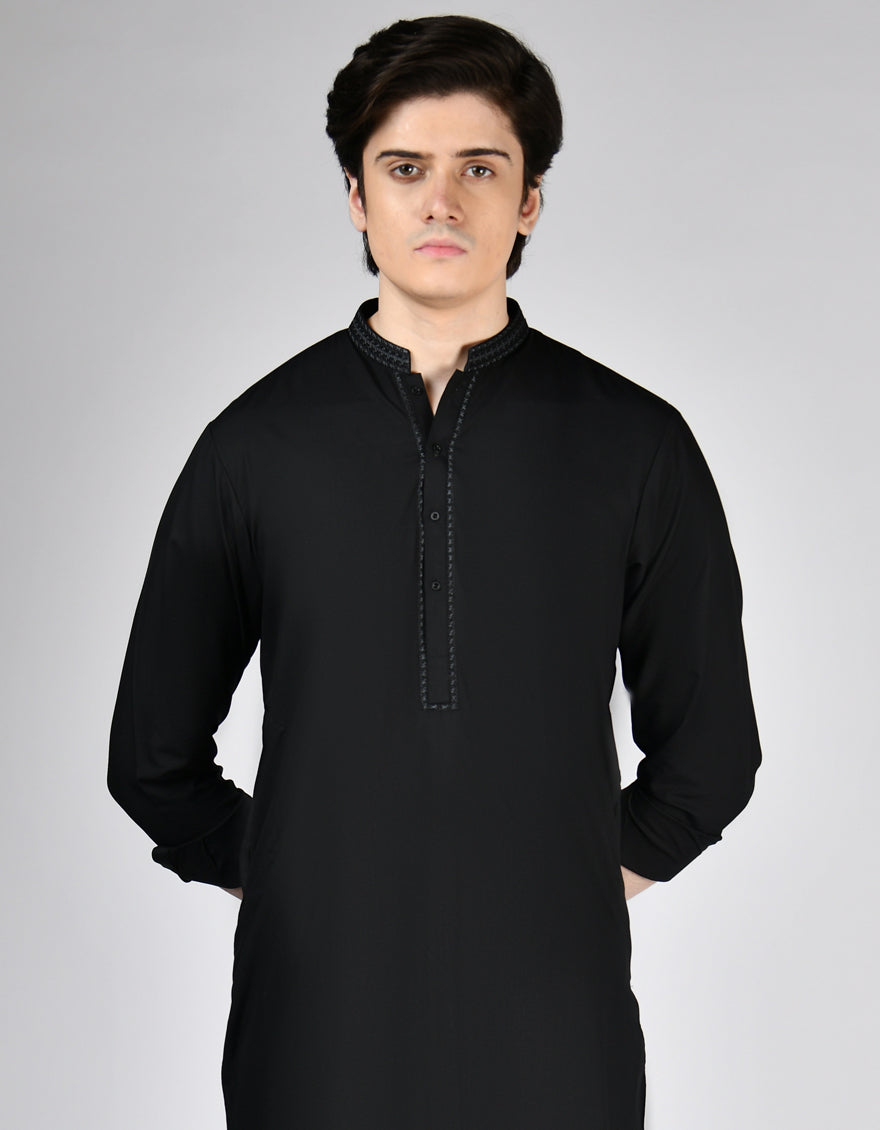 Blended Black Shalwar Kameez - J. Junaid Jamshed