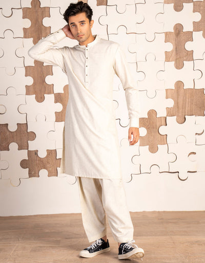 Blended White Shalwar Kameez - J. Junaid Jamshed