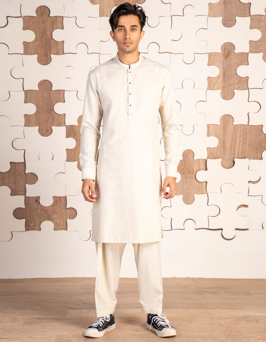 Blended White Shalwar Kameez - J. Junaid Jamshed