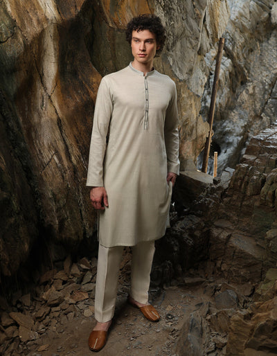 Cotton Green Kurta - J. Junaid Jamshed