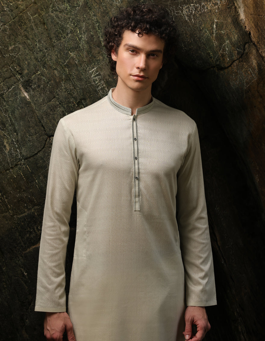 Cotton Green Kurta - J. Junaid Jamshed