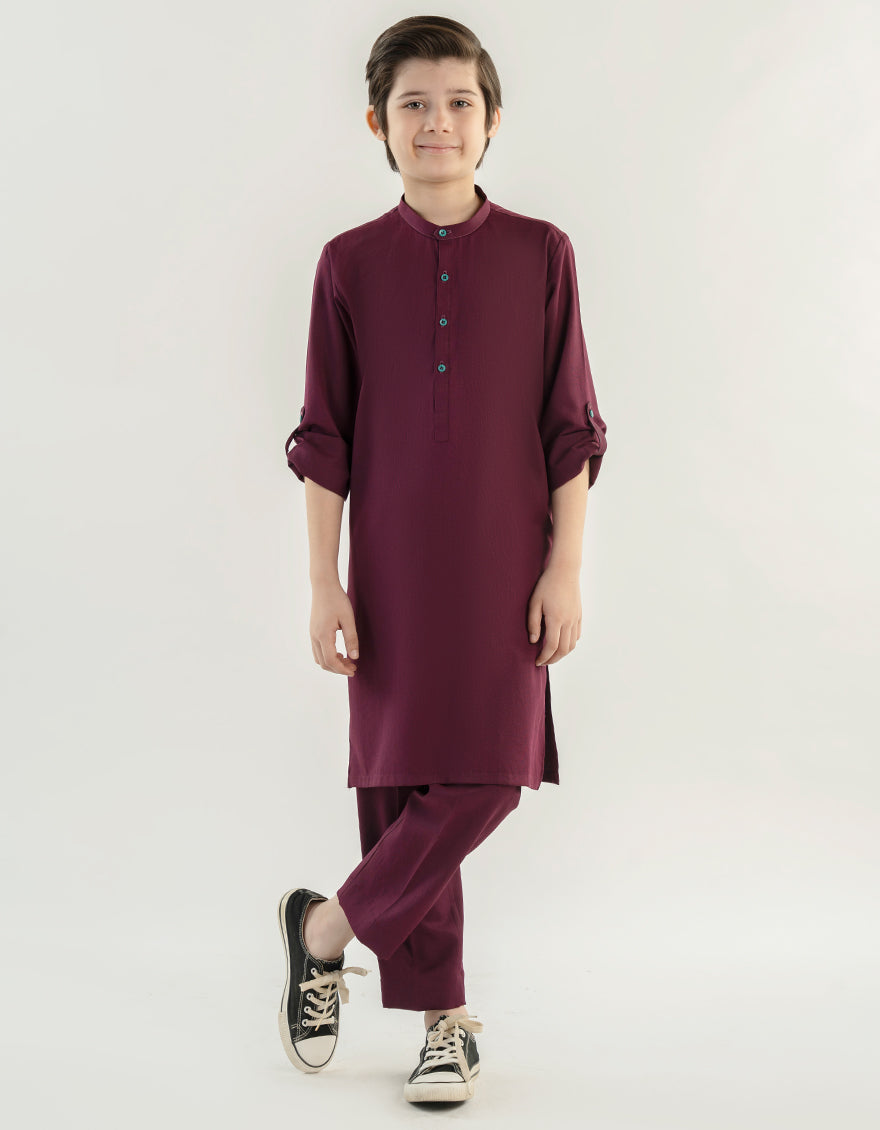 Blended Purple Kurta Trouser - J. Junaid Jamshed