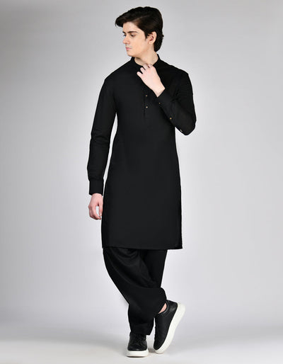 Cotton Black Shalwar Kameez - J. Junaid Jamshed