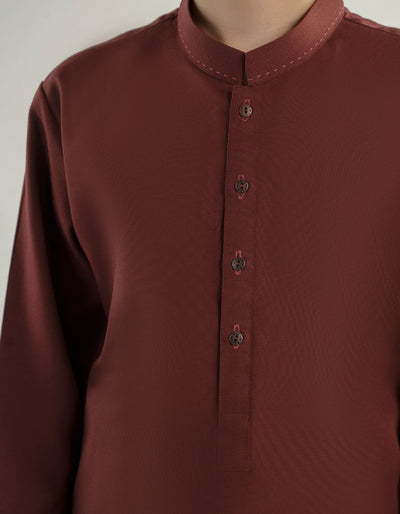 Blended Red Shalwar Kameez - J. Junaid Jamshed