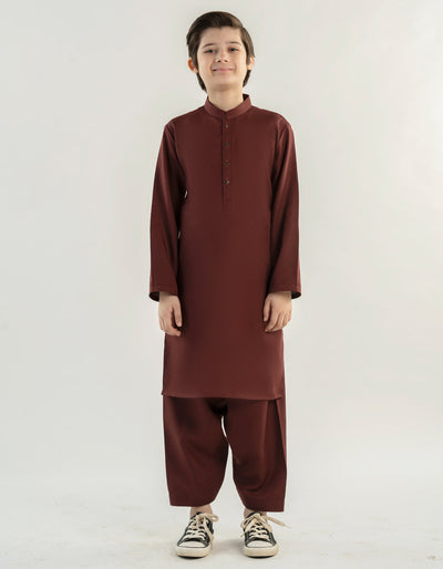 Blended Red Shalwar Kameez - J. Junaid Jamshed