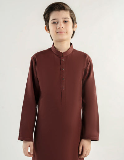 Blended Red Shalwar Kameez - J. Junaid Jamshed