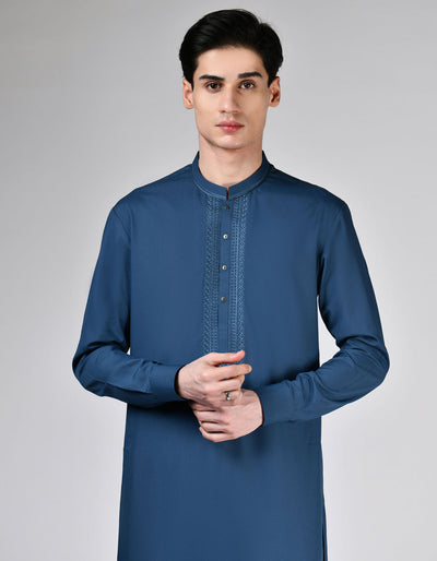 Blended Blue Shalwar Kameez - J. Junaid Jamshed