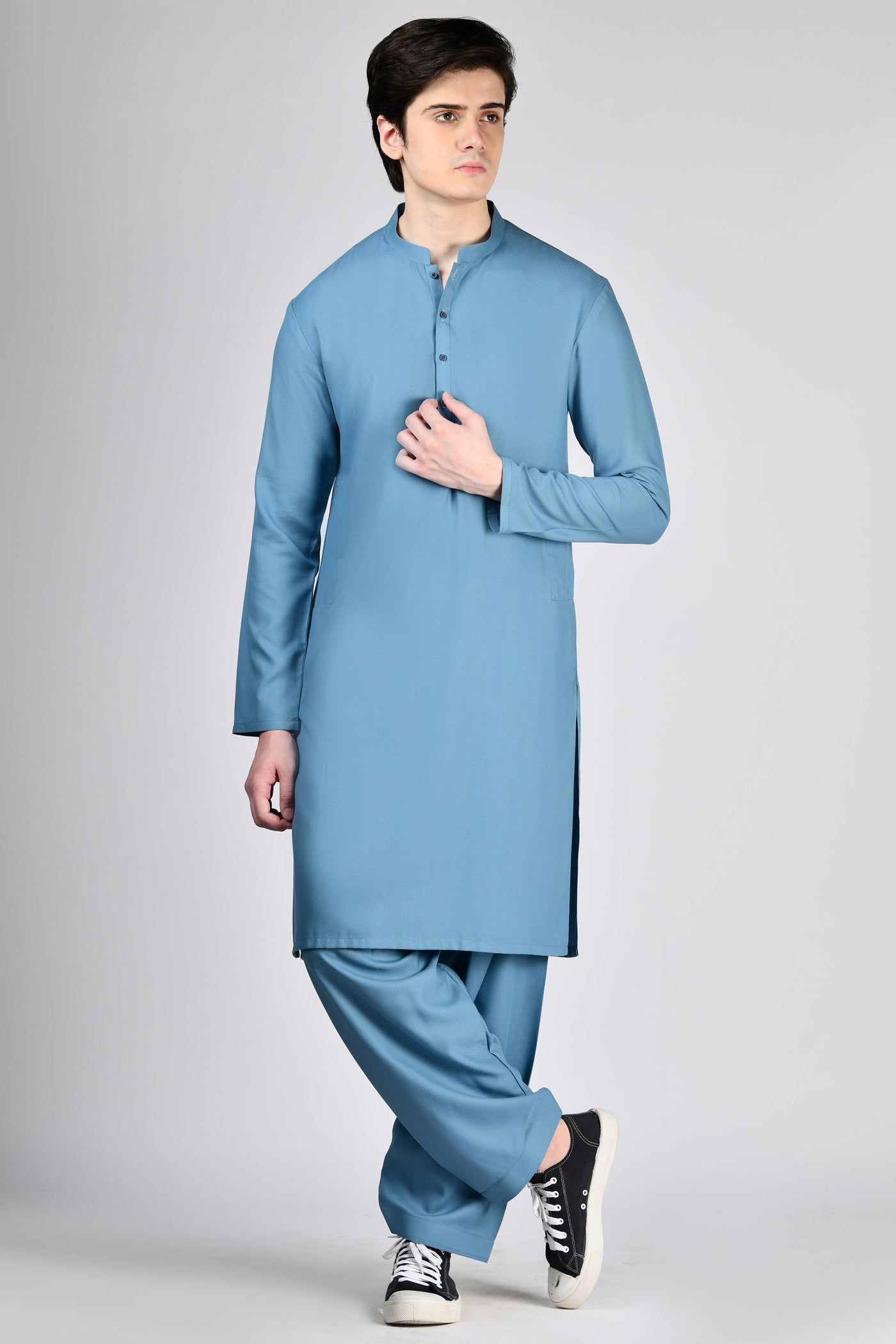 Blended Blue Shalwar Kameez - J. Junaid Jamshed