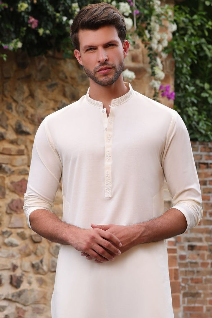 Polyester White Kurta - J. Junaid Jamshed