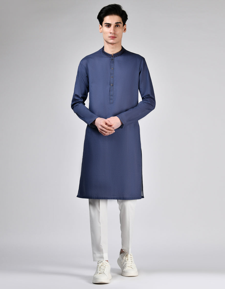 Cotton Purple Kurta - J. Junaid Jamshed