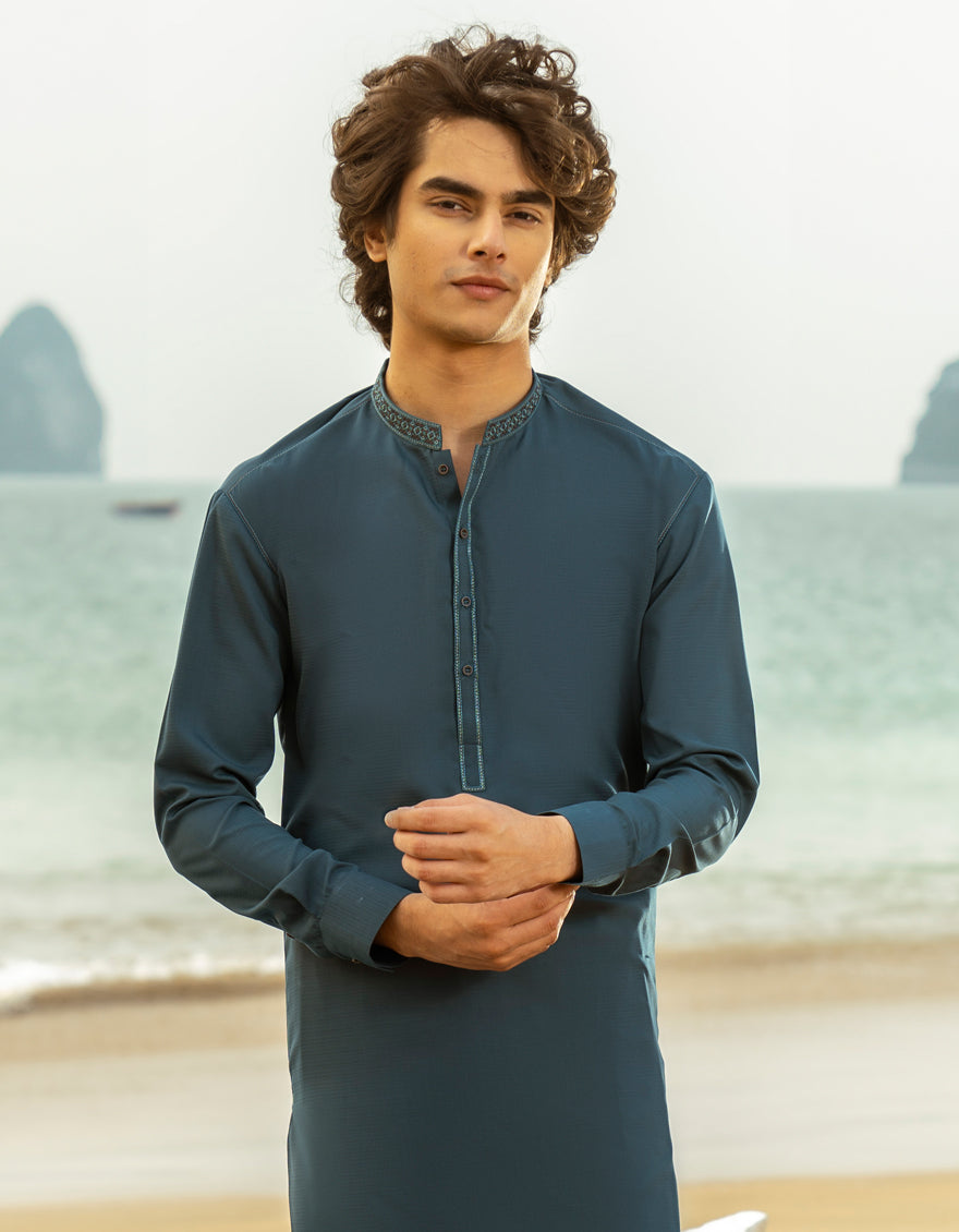 Blended Blue Shalwar Kameez- J. Junaid Jamshed