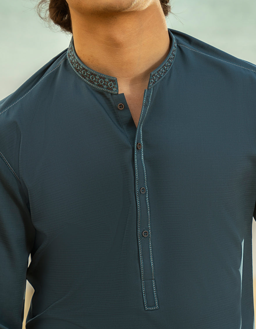Blended Blue Shalwar Kameez- J. Junaid Jamshed