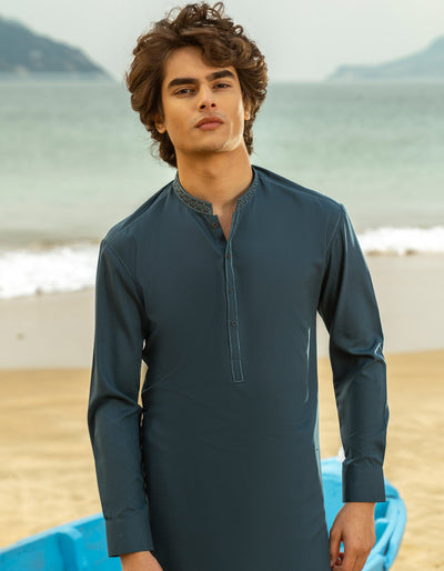 Blended Blue Shalwar Kameez- J. Junaid Jamshed