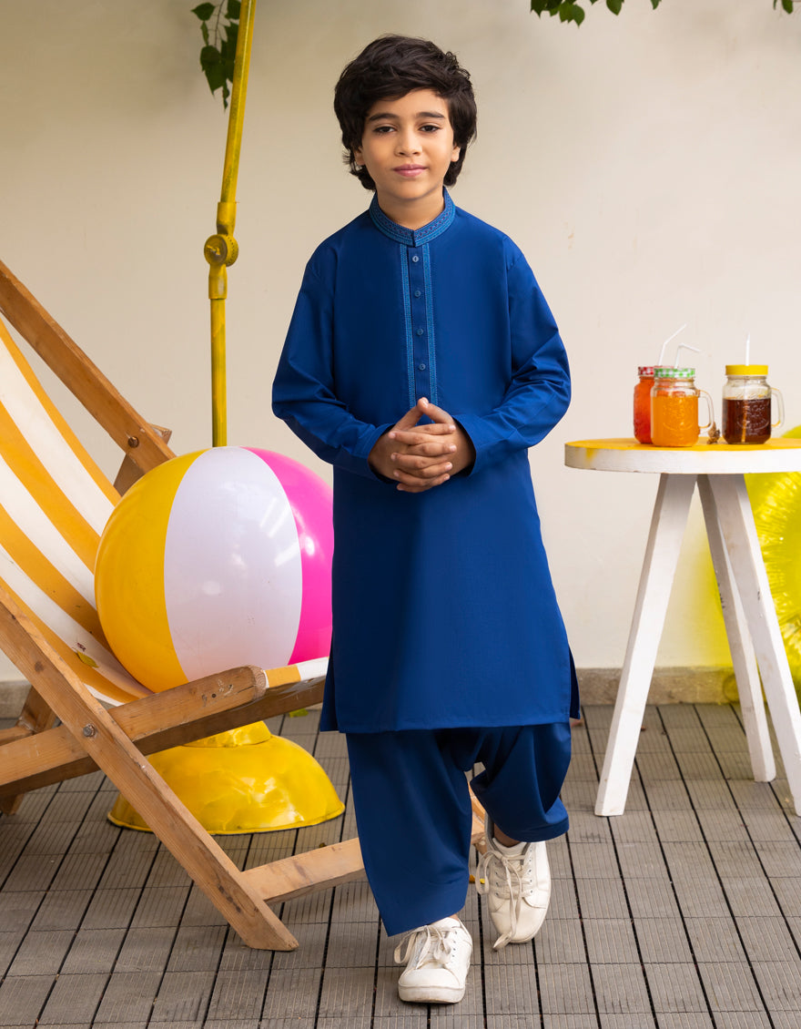 Blended Blue Shalwar Kameez - J. Junaid Jamshed