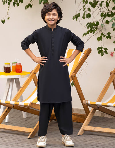 Blended Black Shalwar Kameez - J. Junaid Jamshed