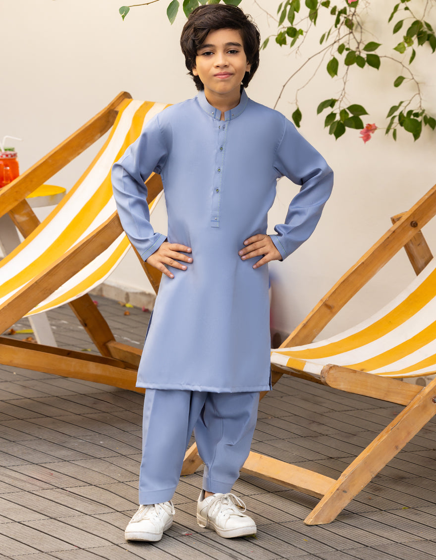 Blended Blue Shalwar Kameez - J. Junaid Jamshed