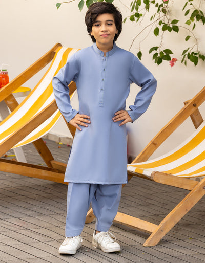 Blended Blue Shalwar Kameez - J. Junaid Jamshed