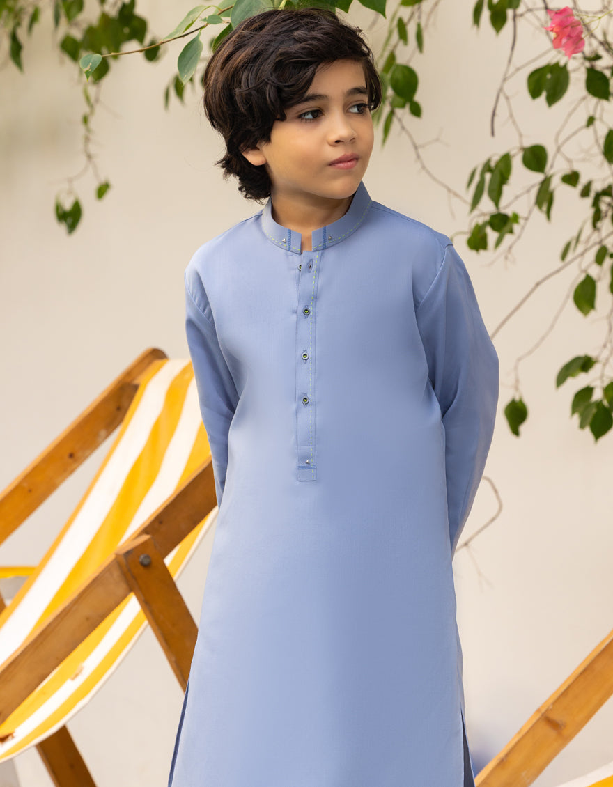 Blended Blue Shalwar Kameez - J. Junaid Jamshed