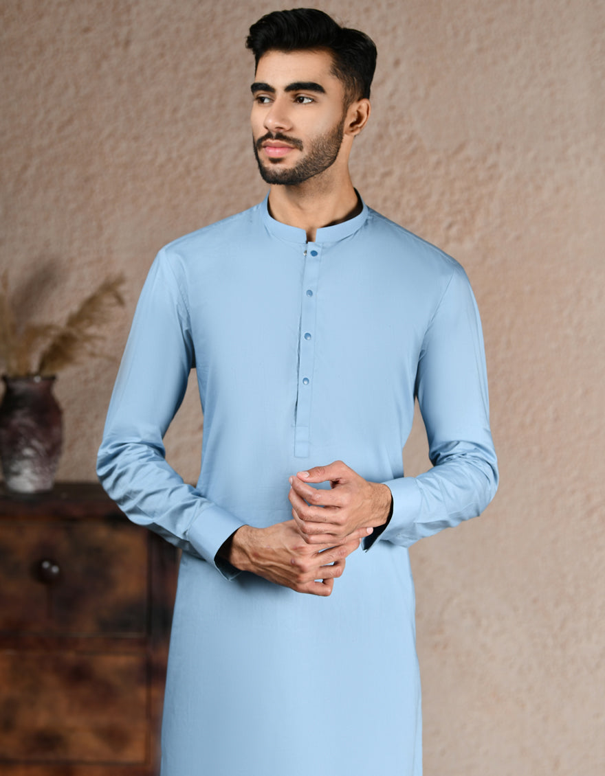 Cotton Blue Shalwar Kameez - J. Junaid Jamshed