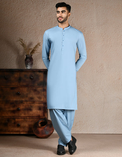 Cotton Blue Shalwar Kameez - J. Junaid Jamshed