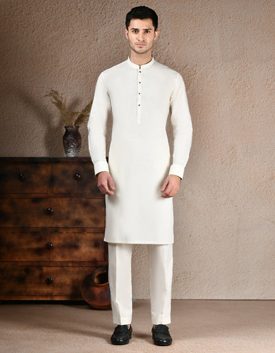 Cotton White Kurta Trouser - J. Junaid Jamshed