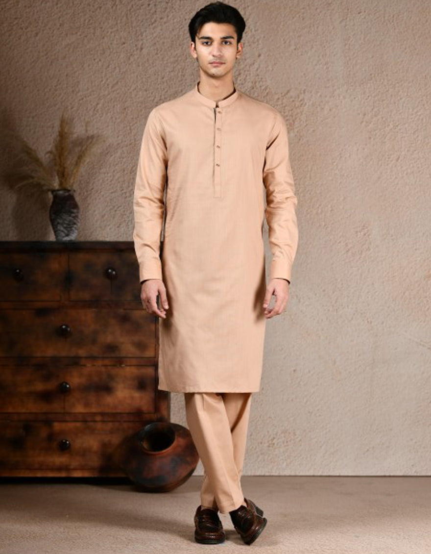 Polyester Yellow Kurta - J. Junaid Jamshed