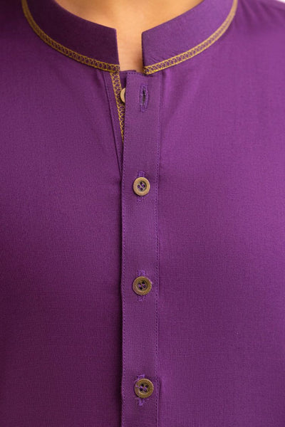 Cotton Purple Kurta - J. Junaid Jamshed