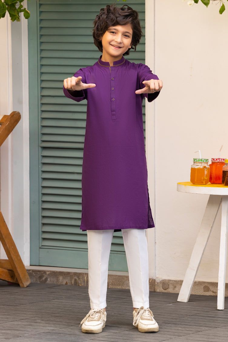 Cotton Purple Kurta - J. Junaid Jamshed