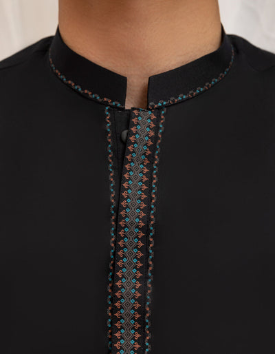 Cotton Black Kurta - J. Junaid Jamshed