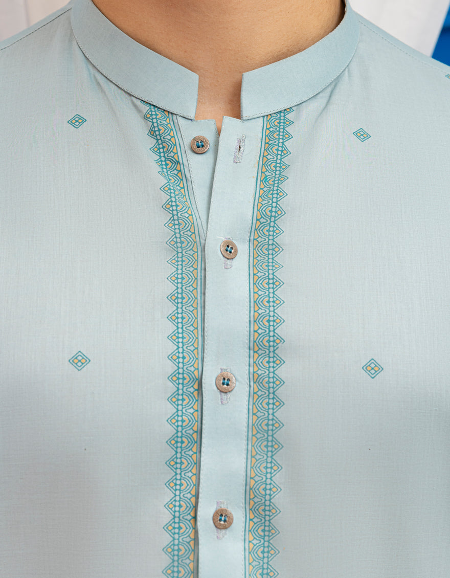 Cotton Aqua Green Kurta - J. Junaid Jamshed