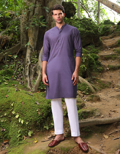 Cotton Purple Kurta - J. Junaid Jamshed