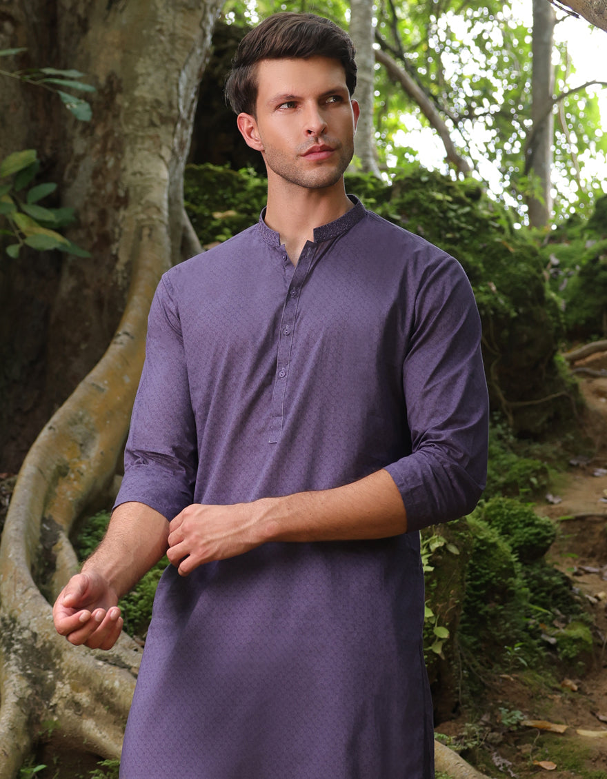 Cotton Purple Kurta - J. Junaid Jamshed