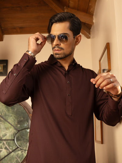 Blended Burgundy Kameez Shalwar - Almirah